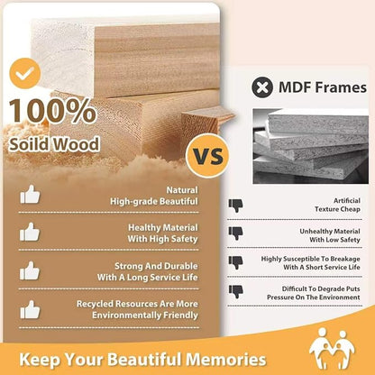 Egofine 8x8 Picture Frame Made of Solid Wood with Plexiglass, Display Pictures 4x4/6x6 with Mat or 8x8 Without Mat Set of 4 for Tabletop and Wall Mounting, Driftwood Black