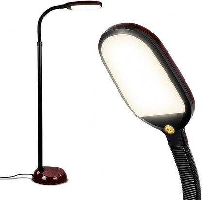 Brightech Litespan - Bright LED Floor Reading Lamp for Over Chair Crafts and Reading, Estheticians' Light for Lash Extensions, Adjustable Standing Lamp for Living Room, Bedroom, Office - Havana Brown