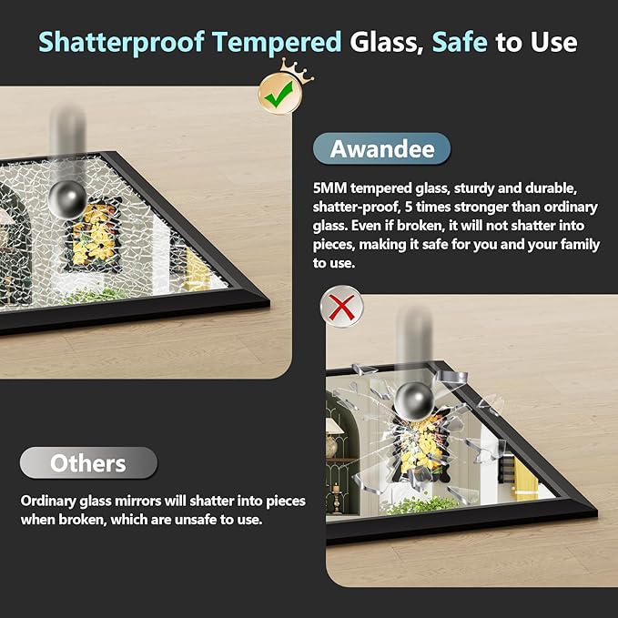 72x32 Inch Black Bathroom Mirror for Wall, Beveled Framed Rectangle Bathroom Vanity Mirrors for Over Sink, Bedroom, Living Room, Entryway, Anti-Rust, HD Tempered Glass, Horizontally/Vertically