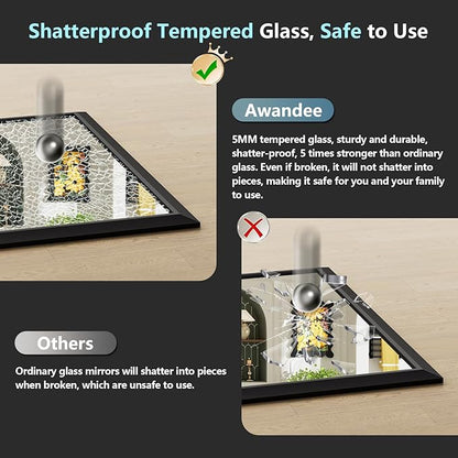72x32 Inch Black Bathroom Mirror for Wall, Beveled Framed Rectangle Bathroom Vanity Mirrors for Over Sink, Bedroom, Living Room, Entryway, Anti-Rust, HD Tempered Glass, Horizontally/Vertically