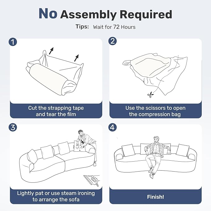 110” Modern Curved Sofa,Oversized Couch for Living Room,Cloud Couch with Boneless Couchs,Modular Sectional Sofa with Deep Seat,No Assembly Required,Beige