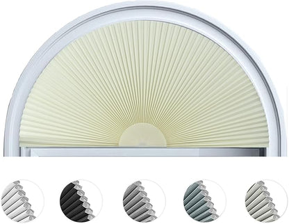 Arch Window Shade Blackout Cellular Shades Half Circle Moon Small Window Covering No Drill Honeycomb Blinds for Indoor Windows Room Darkening Easy Install Light Blocking Blinds (1, Beige, 24x12inch)