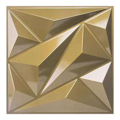 Art3dwallpanels 33 Pack 3D Wall Panel Diamond for Interior Wall Décor, PVC Textured Wall Panels, 12''x12'' Cover 32.Sq.Ft. Golden