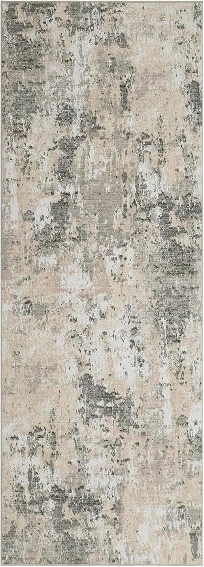 ROYHOME Modern Abstract 2x6 Runner Rug Washable Non Slip Stain Resistant Rug for Hallway Kitchen Bedroom Non Shedding Low Pile Indoor Floor Cover,Grey Yellow