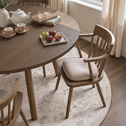 PADOOR 6FT Round Rug,Rugs for Living Room,Soft Beige Circle Rug,Machine Washable Rugs for Bedroom,Non Slip Carpet,Rug for Dining Room Living Room Bedside Office