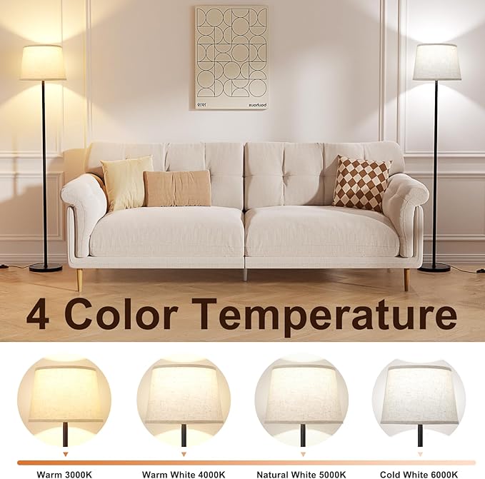 Raexpectis 【Upgraded Floor Lamps for Living Room, Modern Floor Lamp with Remote Control, Dimmable Colors Temperature Standing Lamp Foot Switch, 9W LED Bulb Tall Lamps for Bedroom Office Kid Room