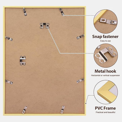 Fixwal 12x16 Poster Frame Set of 6 with Shatter Resistant Plastic Glass, Thin Border and Light Weight Photo Frames for Wall Decor Diamond Art, Gift for Mother's Day, Father's Day, Graduation, Gold