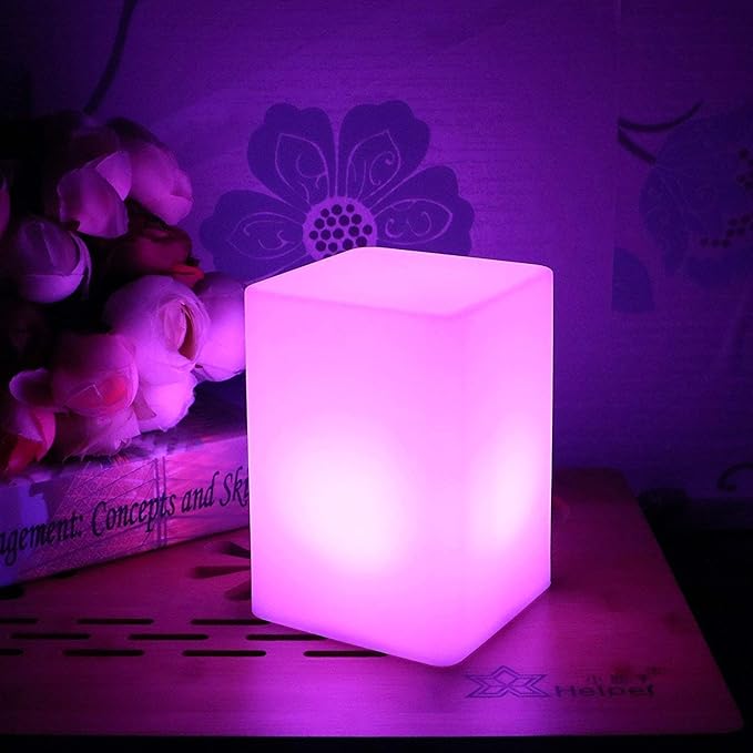Cube Shape Color LED Mood Lamp, Rechargeable Dimmable Night Light with Remote Control 16 Dimmable Colors 4 Effects for Kids and Adults,Ambient Decorative Party Lighting (Cubic 10 * 15cm)