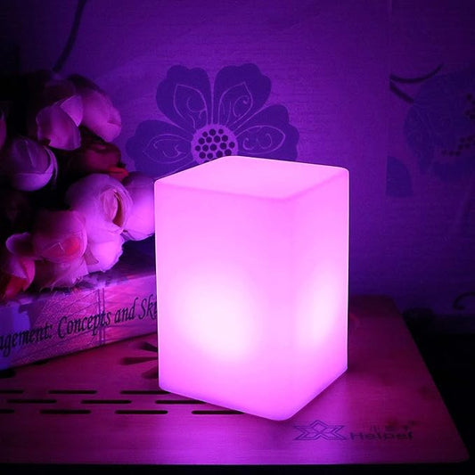 Cube Shape Color LED Mood Lamp, Rechargeable Dimmable Night Light with Remote Control 16 Dimmable Colors 4 Effects for Kids and Adults,Ambient Decorative Party Lighting (Cubic 10 * 15cm)