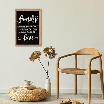 AuraPeak Family Wall Decor For Family A Little Bit Of Crazy Sign Hallway Entryway Horizontal Home Modern Positive Farmhouse Living Room Wall Hanging Art (Wood Black 16"×10")