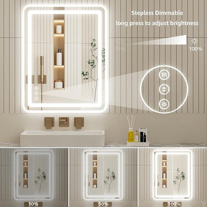 48" x 36" Led Bathroom Mirror with Lights, Anti-Fog & Tri-Color Lighting - Wall Mounted Shaving Mirror with Touch Sensor, Waterproof & Smart LED Vanity Mirror,Tempered Glass, Dimmable Smart Mirror