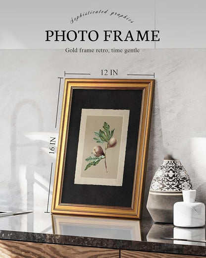 VIYYIEA Vintage Gold Framed Wall Art, Fig tree Painting Prints, Vintage Farmhouse Decor for kitchen, Minimalist Canvas Moody Fruit for Bathroom Bedroom Gallery, 12x16inch