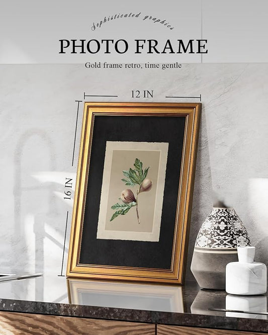 VIYYIEA Vintage Gold Framed Wall Art, Fig tree Painting Prints, Vintage Farmhouse Decor for kitchen, Minimalist Canvas Moody Fruit for Bathroom Bedroom Gallery, 12x16inch