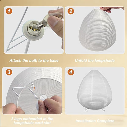 YY YEARCHY Rice Paper Lamp Table Lamp Japanese Lantern Lamps for Bedroom Livingroom (Peach)