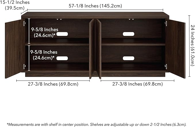 Henn&Hart Fluted TV Stand for TVs up to 65" with 2 Concealed Ribbed Storage Cabinets and Adjustable Shelves for Living Room, Family Room, or Office, Rich Brown