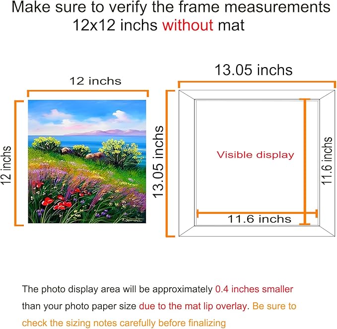 BESCRCL 12x12 Picture Frame Black Set of 6, Diamond Art Painting Frames Display Photo 10x10 or 12 x 12 without Mat, Wall Hanging Frame with Plexiglass