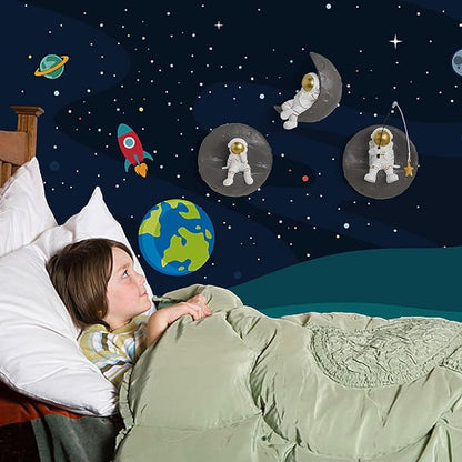 AWNR 3 Pcs Astronauts Wall Sculpture Decor for Modern Home Decor Background 3D Wall Decorations for Living Room Sofa Bedroom Wall Decor Outer Space Theme Wall Decor for Kids Room