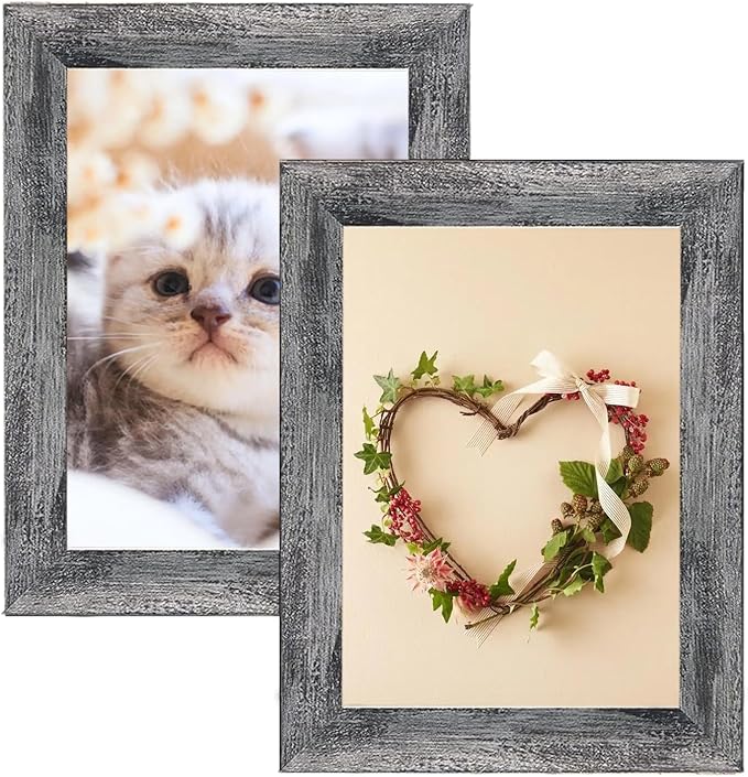 xnlkros Picture Frame Set 10 pack, Farmhouse Photo Frames, Gallery Wall Frame Collage, 8x10 5x7 4x6 Frames in 3 Different Finishes Picture Frames For Wall or Desk,Rustic Black