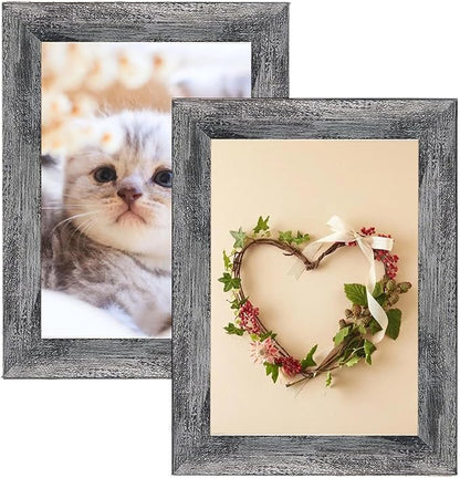 xnlkros Picture Frame Set 10 pack, Farmhouse Photo Frames, Gallery Wall Frame Collage, 8x10 5x7 4x6 Frames in 3 Different Finishes Picture Frames For Wall or Desk,Rustic Black