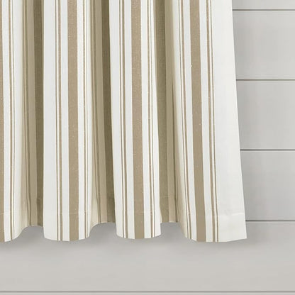Lush Decor Farmhouse Stripe Yarn Dyed Eco-Friendly Recycled Cotton Window Curtain Panel Pair, 42" W x 63" L, Neutral - Classic Modern Rustic Charm - Eco Friendly Cotton Fabric