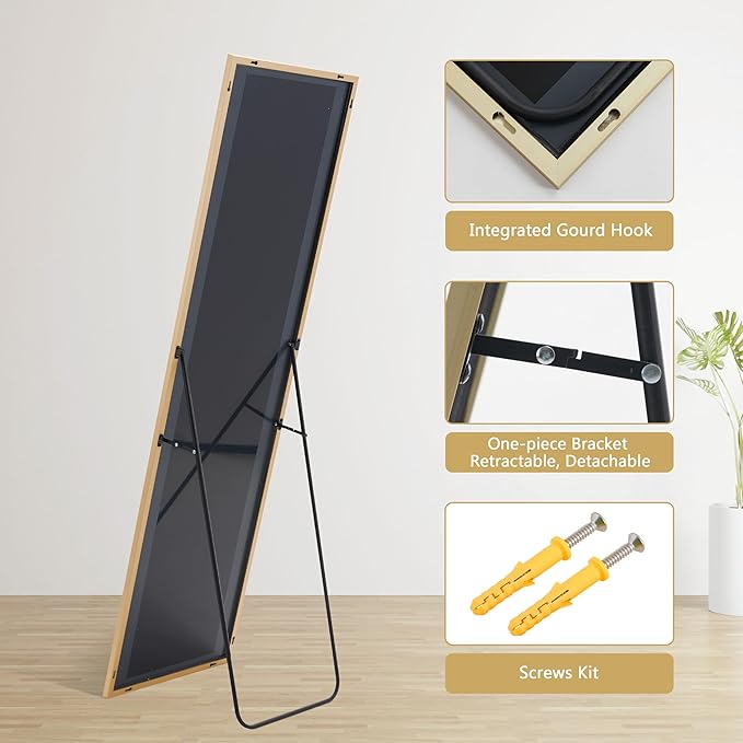 Simple Deluxe Full Length Mirror, 59"x16" Large Floor Mirrors, for Wall Door Bedroom Bathroom Living Room (Gold)
