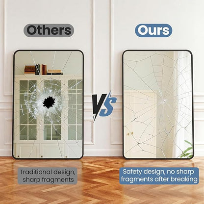 NEWBULIG 30X40 Inch Bathroom Mirror, Rectangle Wall Mirror with Rounded Corners, Black Vanity Mirrors for Bathroom Sink with Metal Frame for Bedroom, Entryway, Hangs Horizontally or Vertically
