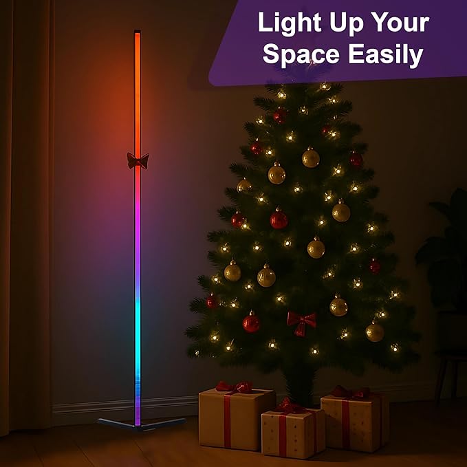 2 Pack Corner Floor Lamp - 57'' Tall RGB Lamp with Music Sync, 16 Million Colors, 88 LED Dual RGB White, Voice & App Control Mood Light with Timer & Remote for Gaming, Bedroom & Living Room