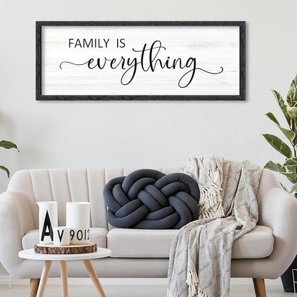 AuraPeak Family Is Everything Wall Decor Rustic Dining Room Sign for Horizontal Home Living Room Entryway Hallway Wood Hanging Plaque Wall Art Decoration (Black 40"×15")