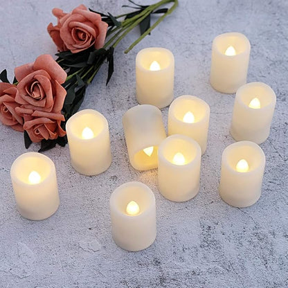 Flameless Flickering LED Votive Candles with Remote, Battery Operated TeaLights Battery Included,Warm White Light 1.5 x 2 inch Set of 10 for Christmas Decoration