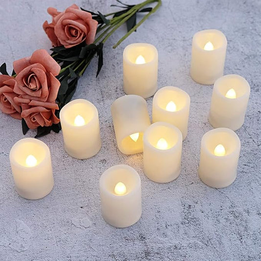 Flameless Flickering LED Votive Candles Remote and Timer, Battery Operated Tealights Battery Included, Amber Yellow Light 1.5 x 2 inch Set of 12 for Christmas Decoration