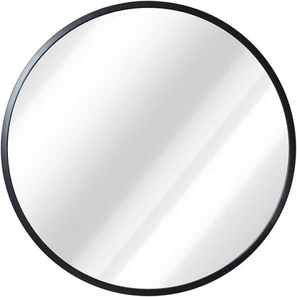 HBCY Creations Round Mirror, Black 20 inch Wall Mirror for Entryway, Bathroom, Living Room and More, Modern Minimalist Mirror for Both Rustic and Boho Design and Decor
