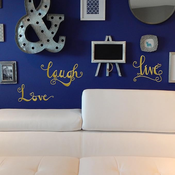 ESTART 3 Pieces Gold Metal Letter Sign Decor 'Live Laugh Love' WordArt Wall Art Decor for Home Indoor Outdoor Bedroom Living room Bathroom and Office (Gold)