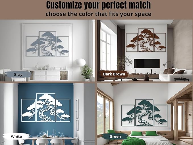 Vailla Tree of Life Wall Art Decor Set of 3 Wall Hanging Sculpture Modern Wall Home Decoration 3D Textured Sculptures for Living Room Bedroom Office Dinnig Room 3 Panels Family Tree Wall Hangings