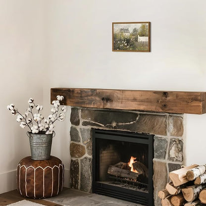 Framed Vintage Wall Art, Cottage Rose Garden Landscape Pictures Wall Decor Paintings, Rustic Spring Farmhouse Canvas Prints Aesthetic Home Decor for Living Room Bedroom Bathroom 8x10 inch