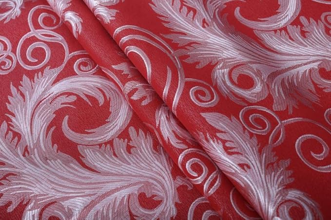 GLORY RUGS Jacquard Luxury Window 2 Panel Set Red Curtain with Attached Valance and Backing Bedroom Living Room Dining 2 Curtains 55x84 inches Each Jana