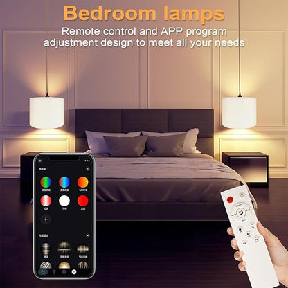 Plug in Pendant Light, Hanging Lamp with RGB Smart Bulb, Hanging Lights with Plug in Cord Hanging Lights for Bedroom Kitchen Living Room Dining Room Pendant Light Fixture