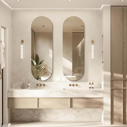 Niccy 48"×16" Frameless Oval Full Length Mirrors, Long Wall-Mounted Mirror for Living Room, 4mm Ultra-Clear Large Body Mirror, Explosion-Proof Hanging Wall-Mirror for Bathroom Bedroom Entryway