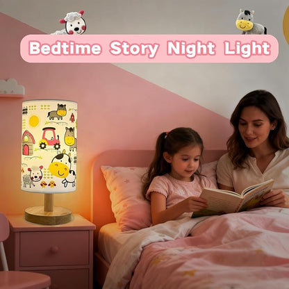 Kids Night Light with 3 Color Temperatures - Animals Desk Lamp for Nursery & Toddler Rooms, Boho Wood Base Bedroom Lamp, Safe Gift for Boys, Girls, Baby & Kids Playroom