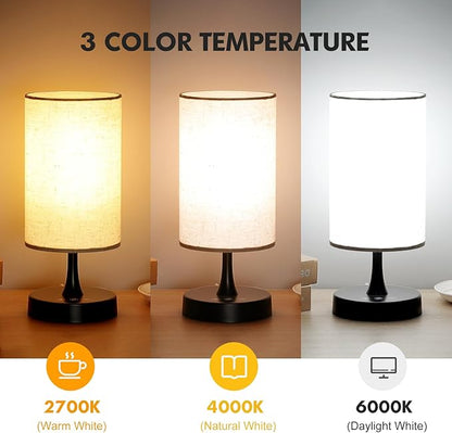Caromolly Light Therapy Lamp, 10000 Lux Lamp with Remote Control, 3 Color Temperature & 4 Brightness Level & Timer, Daylight Lamp for Home, Office, Decoration(Black Base Linen Shade)