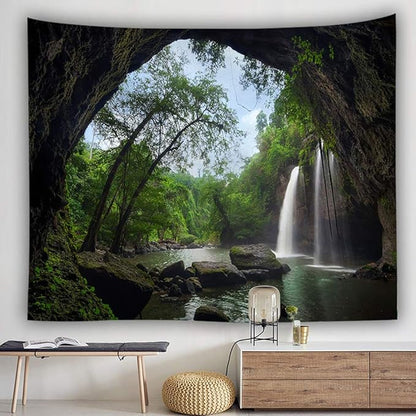 Llamazing Forest Landscape Tapestry for Home Decor - Living Room Bedroom Decoration Magic Curtain (Waterfall, 60''L51''W)