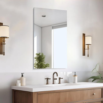 CILIBER Frameless Mirror, 20x36 Mirrors for Wall, Rectangle Bathroom Mirror for Over Sink, Frameless Vanity Mirror with Polished Edge, 3mm Tempered Glass, Hangs Horizontally or Vertically