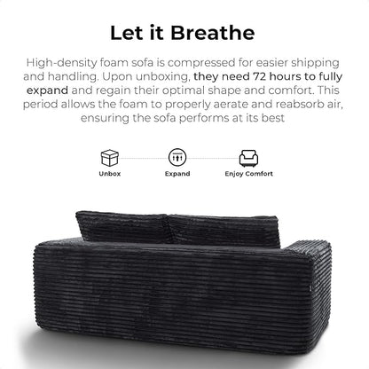 LIKIMIO 71" Cloud Loveseat Sofa in a Box, No Assembly Required Comfy Deep Seat, Modern Small Couch with Plush Fabric for Living Room, Bedroom, Apartment, Home Office, Black
