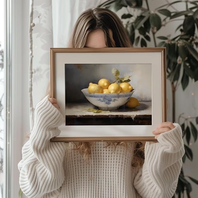 uniro Vintage Wall Art Prints, Vintage Lemons Still Life Canvas Art Prints Painting, Antique Fruit Wall Art Picture, Rustic Kitchen Art Farmhouse Wall Decor for Kitchen, Dining Desktop Decor - ( 8" x 10"-UNFRAMED)