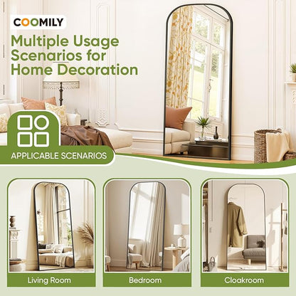Full Length Mirror with Stand 78"x38" Floor Mirror Freestanding, Arched Floor Standing Large Mirrors Full Body Wall Hanging Leaning Home Decor for Bedroom & Living Room, Black
