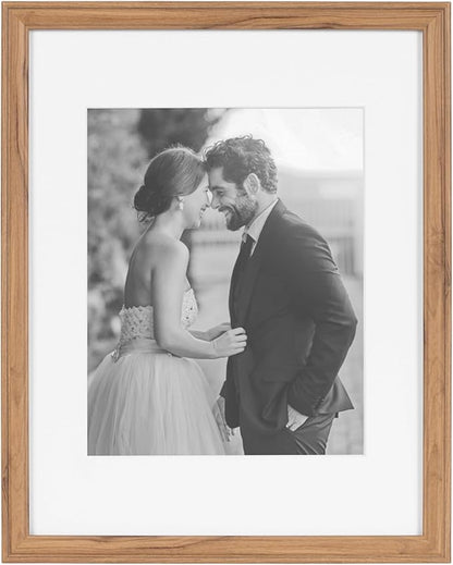 Kate and Laurel Adlynn Rectangle Picture Frame Set of 4; 11 x 14 matted to 8 x 10; Brown; Transitional Four-Piece Frame Set for Gallery Wall Frame Set in Living Room Wall Decor