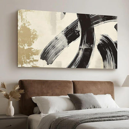 Iallbin Abstract Canvas Wall Art, Large Wall Art for Living Room, for Wall Modern Paintings Wall Decor Living Room (Abstract, Black, 58L x 29W)