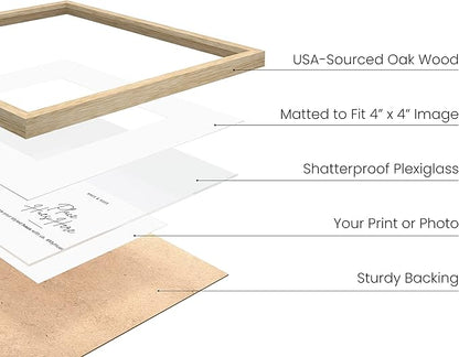 HAUS AND HUES Beige Oak Wood 8x8 Picture Frames - Set of 9, Square Frames with Mat, Minimalist Frames for Photos (8x8 in, Beige, Set of 9)