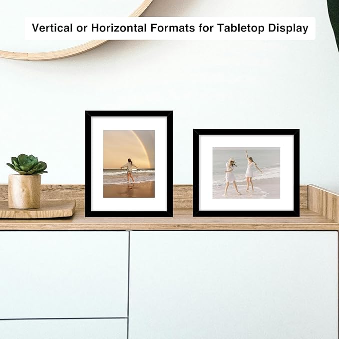 JCJMY 12 Packs 8.5 by 11 Picture Frames, Display 6x8 with Mat or 8.5x11 Without, for Award Certificate Diploma Document, 8.5 x 11 Frames Bulk Set of 12 Photo Frames Set for Wall and Tabletop, Black