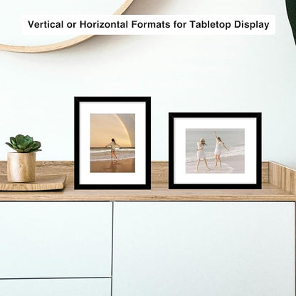 JCJMY 12 Packs 8.5 by 11 Picture Frames, Display 6x8 with Mat or 8.5x11 Without, for Award Certificate Diploma Document, 8.5 x 11 Frames Bulk Set of 12 Photo Frames Set for Wall and Tabletop, Black