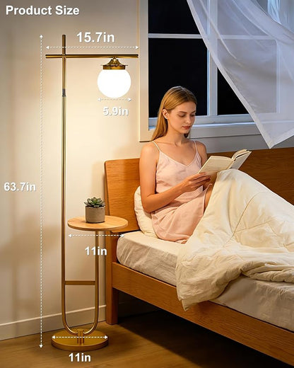 Lightdot RGBCW Floor Lamp for Living Room with Remote, Modern Standing Lamp with Storage Table, Cross-Shaped Lamp Head and U-Pole Base Style for Bedroom, Office, Home Decor, Foot Switch